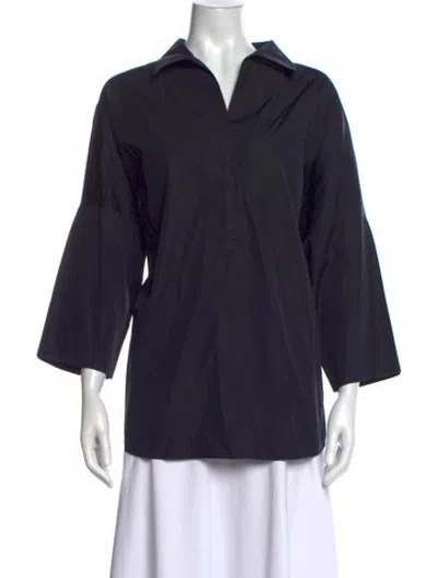 Pre-owned Akris Punto Three-quarter Sleeve Blouse In Blue