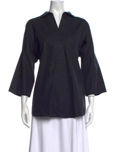 Pre-owned Akris Punto Three-quarter Sleeve Blouse In Blue
