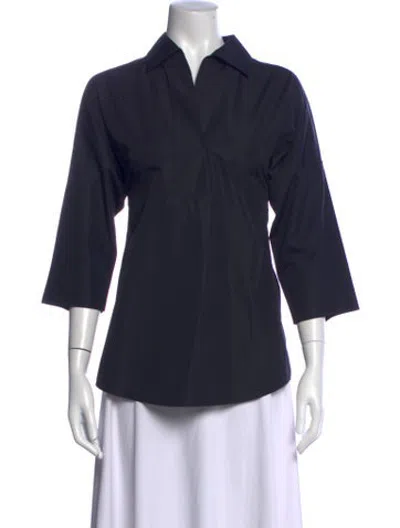 Pre-owned Akris Punto Three-quarter Sleeve Blouse In Blue