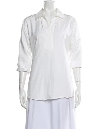 Pre-owned Akris Punto Three-quarter Sleeve Blouse In White