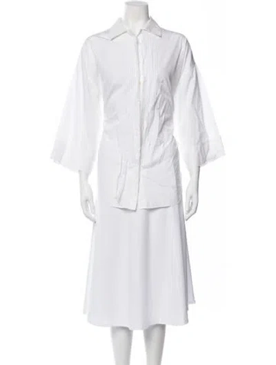 Pre-owned Akris Punto Three-quarter Sleeve Blouse In White