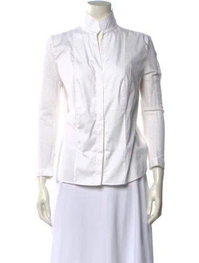 Pre-owned Akris Punto Three-quarter Sleeve Button-up Top In Neutral