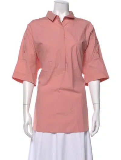 Pre-owned Akris Punto Three-quarter Sleeve Button-up Top In Pink