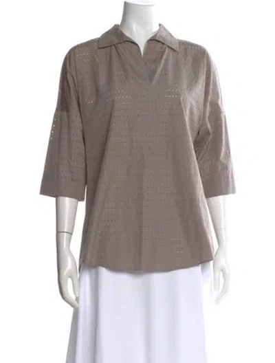 Pre-owned Akris Punto Three-quarter Sleeve Top In Neutral