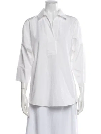 Pre-owned Akris Punto Three-quarter Sleeve Top In White