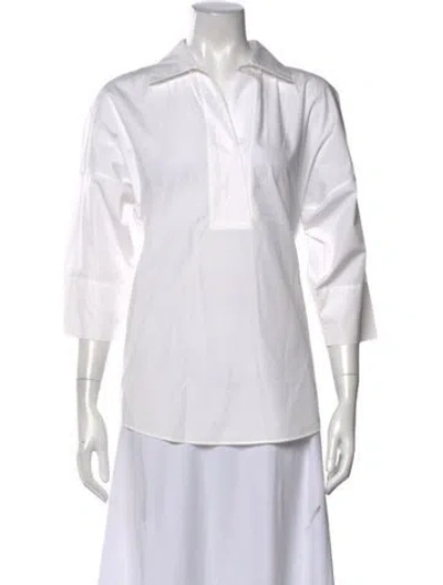 Pre-owned Akris Punto Three-quarter Sleeve Top In White