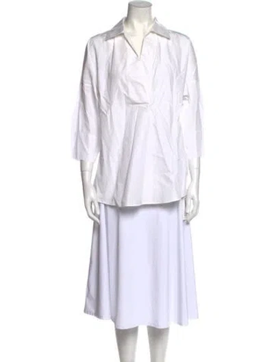 Pre-owned Akris Punto Three-quarter Sleeve Tunic In White
