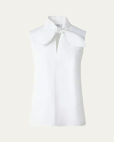 Akris Punto Tie Knot Heavy Cotton Poplin Blouse In Cream