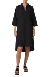 Akris Punto Tie Neck Cotton Tunic Dress In Black