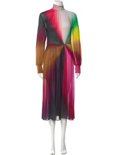 Pre-owned Akris Punto Tie-dye Print Long Dress In Brown