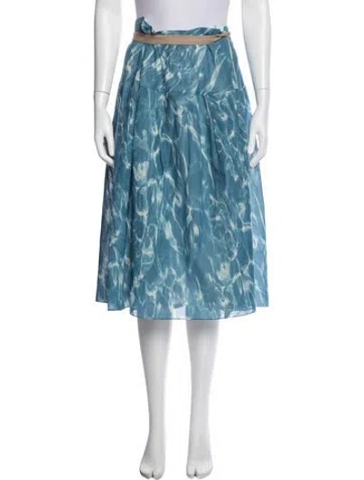 Pre-owned Akris Punto Tie-dye Print Midi Length Skirt In Blue