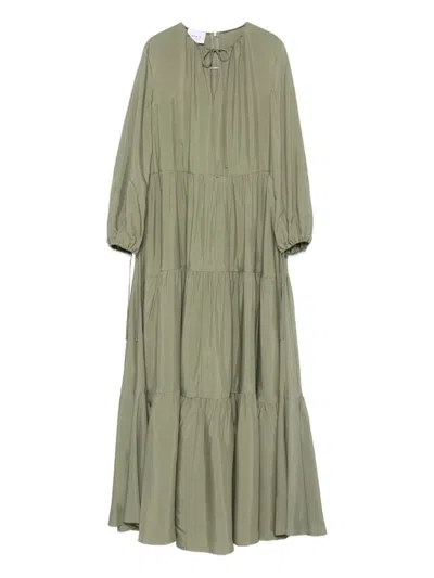 Akris Punto Tiered Balloon-sleeve Maxi Dress In Green