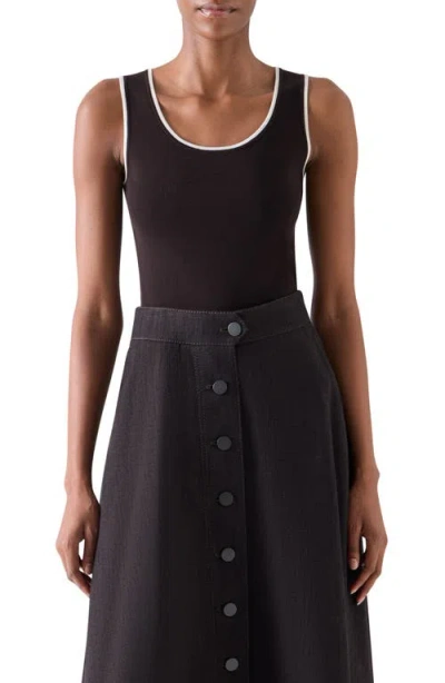Akris Punto Tipped Merino Wool Sweater Tank In Black