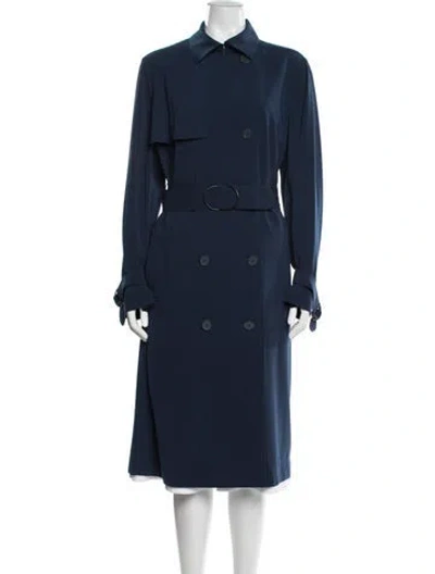 Pre-owned Akris Punto Trench Coat W/ Tags In Blue