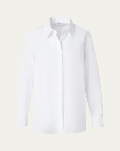 Akris Punto Tunic Cotton Poplin Blouse In Cream