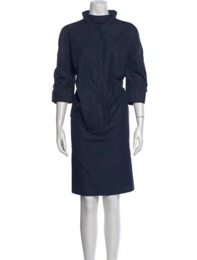 Pre-owned Akris Punto Turtleneck Knee-length Dress In Blue