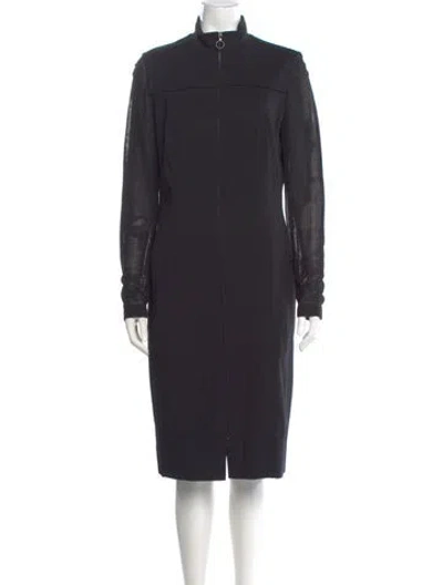 Pre-owned Akris Punto Turtleneck Knee-length Dress In Gray