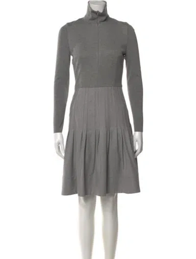 Pre-owned Akris Punto Turtleneck Knee-length Dress In Gray
