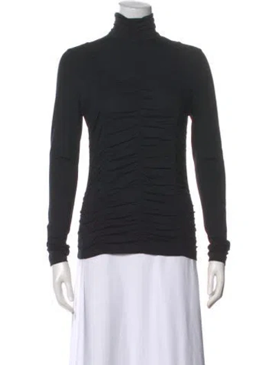 Pre-owned Akris Punto Turtleneck Long Sleeve Top In Black