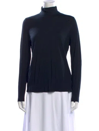 Pre-owned Akris Punto Turtleneck Long Sleeve Top In Blue