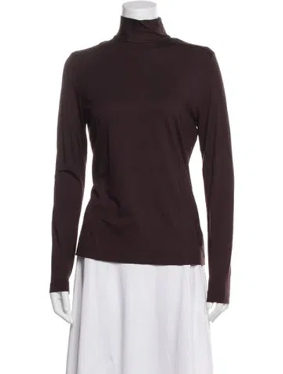Pre-owned Akris Punto Turtleneck Long Sleeve Top In Burgundy