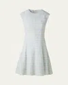 Akris Punto Tweed Fit-flare Mini Dress In Ice Blue-cream