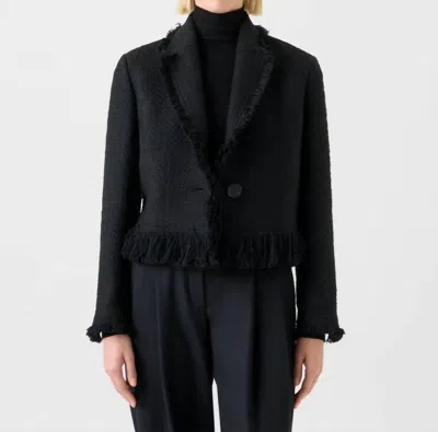 Akris Punto Tweed Fringe Short Jacket In Black