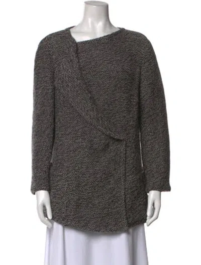 Pre-owned Akris Punto Tweed Pattern Asymmetrical Sweater In Grey