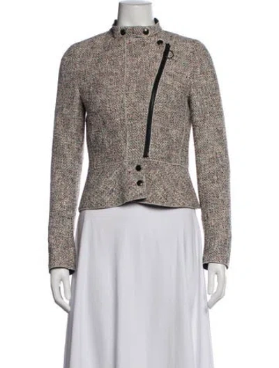 Pre-owned Akris Punto Tweed Pattern Biker Jacket In Multicolor