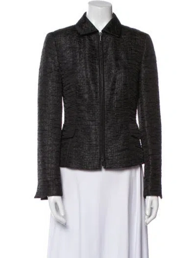 Pre-owned Akris Punto Tweed Pattern Blazer In Black