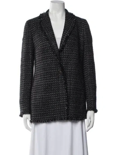 Pre-owned Akris Punto Tweed Pattern Blazer In Black