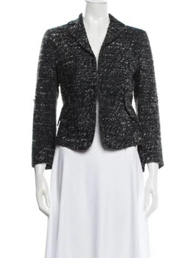 Pre-owned Akris Punto Tweed Pattern Blazer In Blue