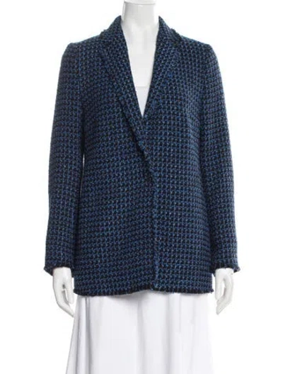 Pre-owned Akris Punto Tweed Pattern Blazer In Blue