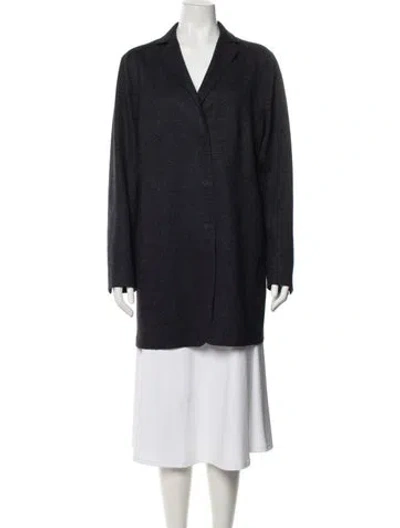 Pre-owned Akris Punto Tweed Pattern Coat In Blue