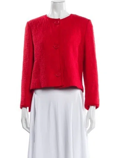 Pre-owned Akris Punto Tweed Pattern Evening Jacket In Red