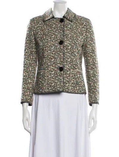 Pre-owned Akris Punto Tweed Pattern Jacket In Green