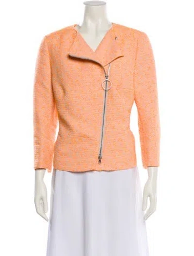 Pre-owned Akris Punto Tweed Pattern Jacket In Orange