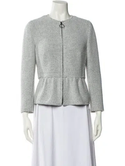 Pre-owned Akris Punto Tweed Pattern Jacket In White