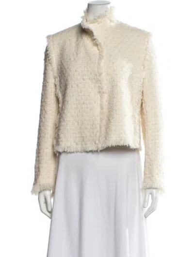 Pre-owned Akris Punto Tweed Pattern Jacket In White