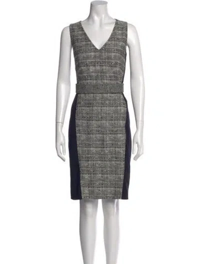 Pre-owned Akris Punto Tweed Pattern Knee-length Dress In Black