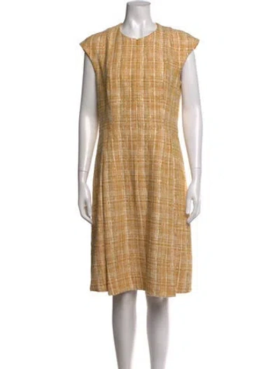 Pre-owned Akris Punto Tweed Pattern Knee-length Dress In Yellow
