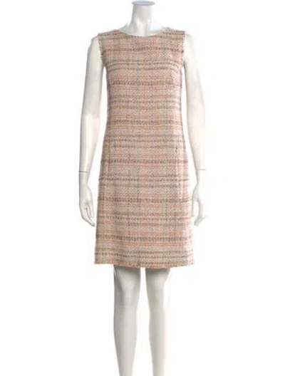 Pre-owned Akris Punto Tweed Pattern Mini Dress In Neutral