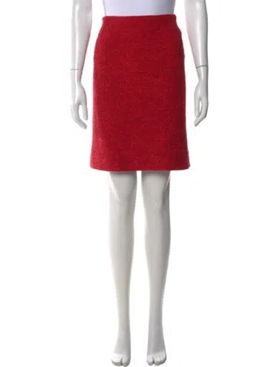 Pre-owned Akris Punto Tweed Pattern Mini Skirt In Red