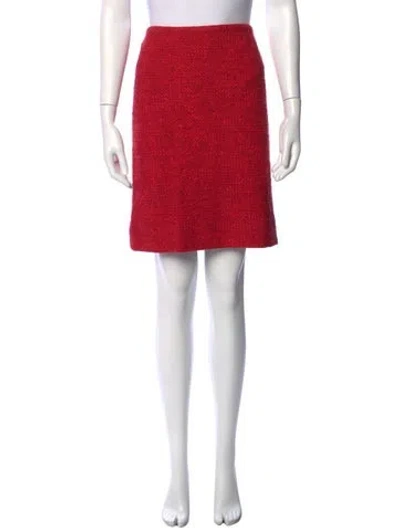 Pre-owned Akris Punto Tweed Pattern Mini Skirt In Red