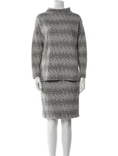 Pre-owned Akris Punto Tweed Pattern Skirt Set In Black