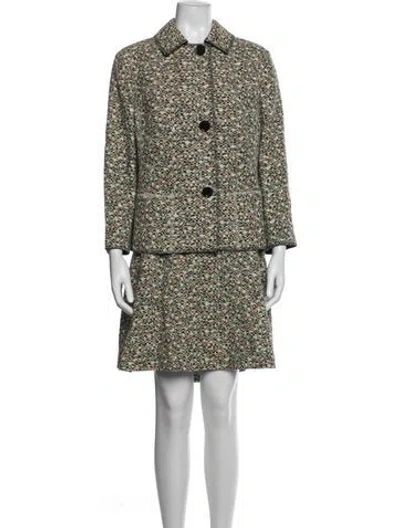 Pre-owned Akris Punto Tweed Pattern Skirt Set In White