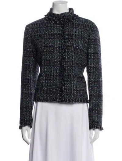 Pre-owned Akris Punto Tweed Pattern Turtleneck Sweater In Blue