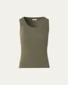 Akris Punto Twisted Rib Knit Tank Top In Green