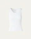 Akris Punto Crewneck Cotton Rib Tank Top In White