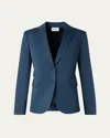 Akris Punto Two-button Washed Cotton Satin Blazer In Navy